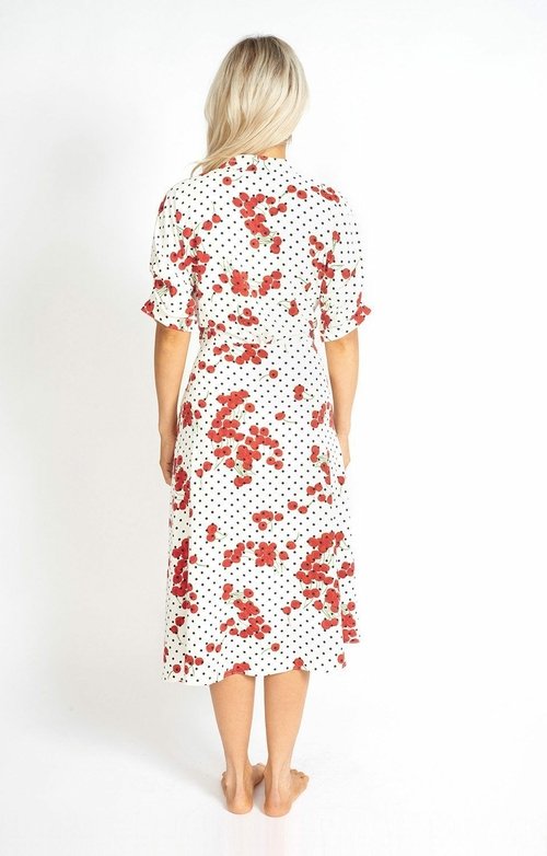Cherry and Polka Dot Wrap Style Dress - Image 3