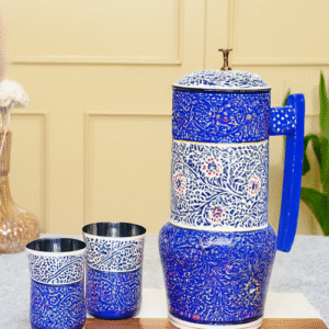 Aluminium Jug Set with 2 Glass Tumblers – 21 cm for kitchen